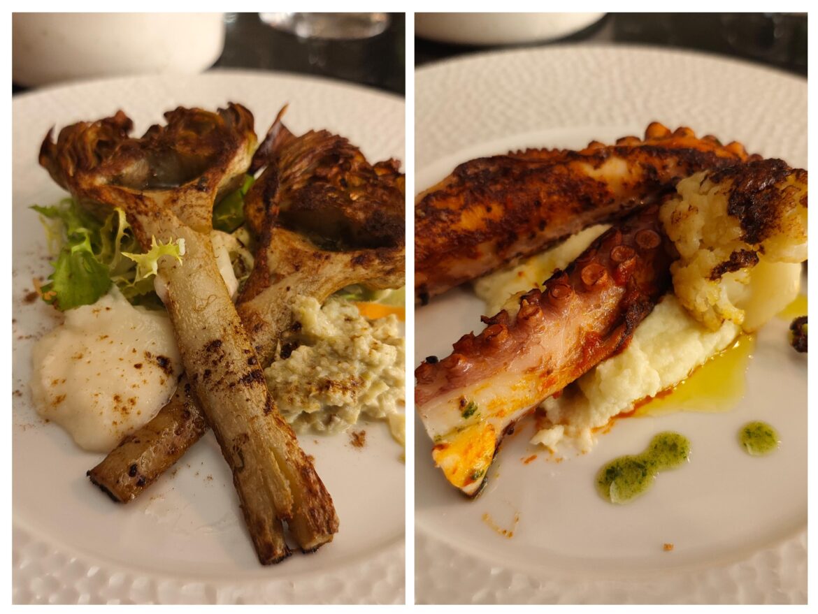 Fried flowers and leg of fish