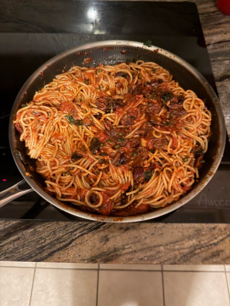 My spaghetti putenesca