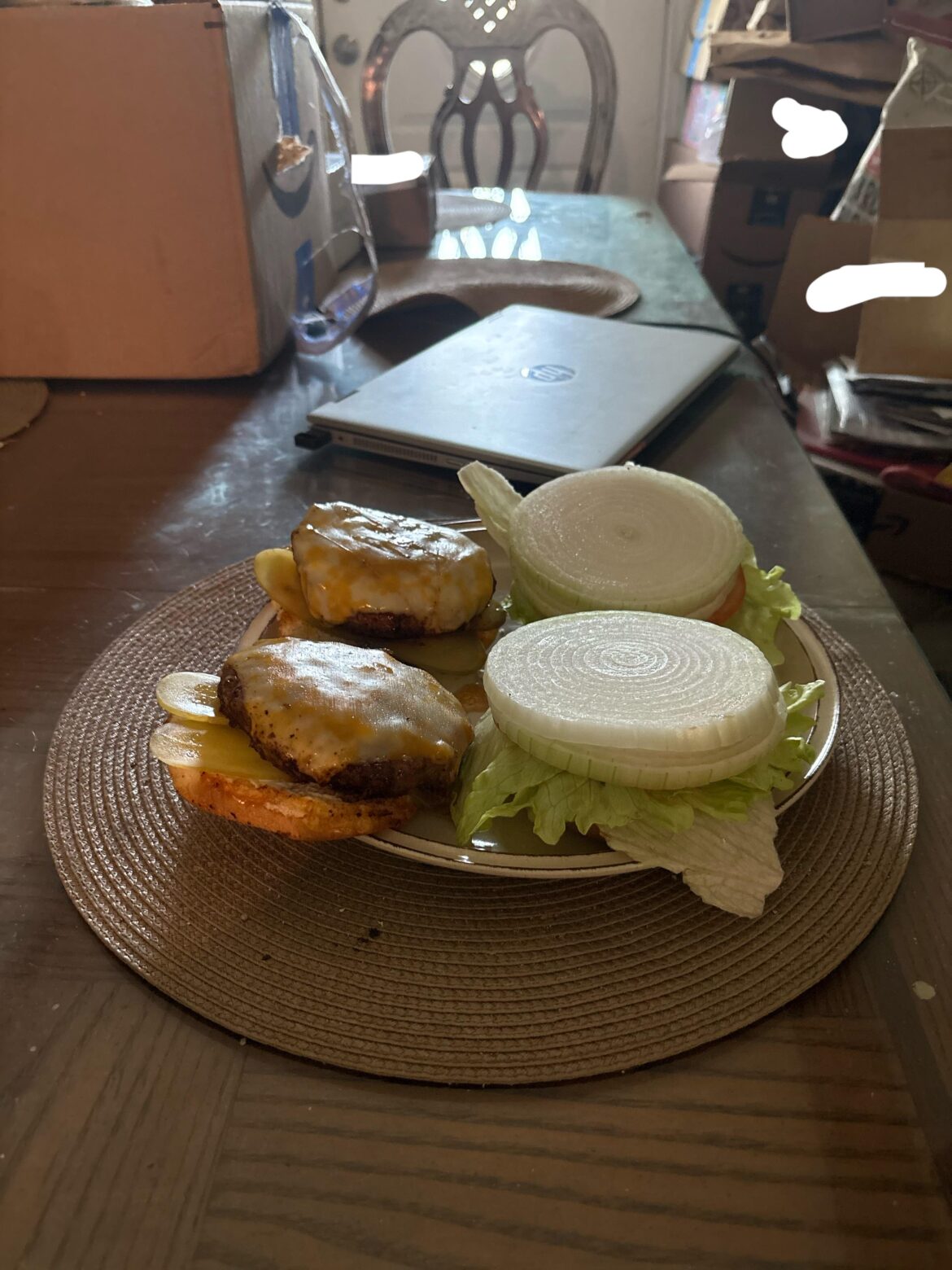 my boyfriend’s burgers for lunch