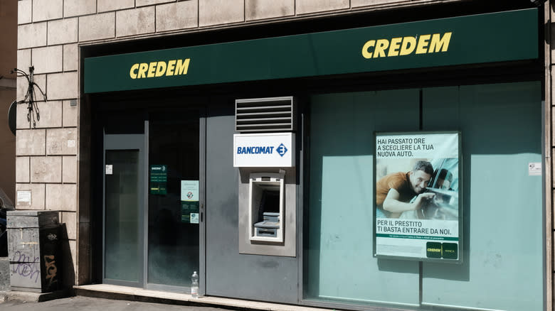 The facade of a Credito Emiliano bank location in Italy.