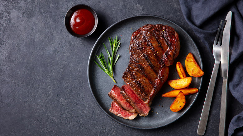 Black and blue steak