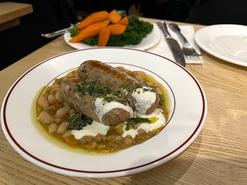 Sausage And Beans At Stretford Canteen French Restaurant Manchester