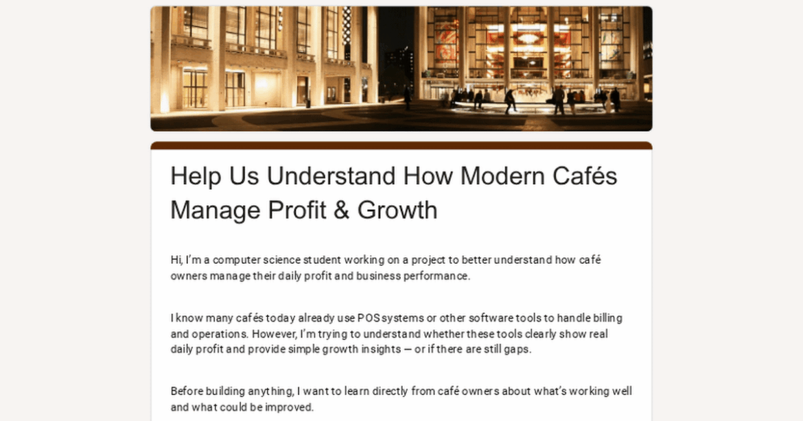 Café owners – quick 2 min question about tracking daily profit ☕📊 Café owners – quick 2 min question about tracking daily profit ☕📊