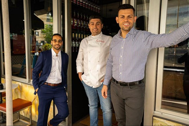 Omar El Deek (left) co-owns the restaurants with brothers Donatello and Giacomo Pietrantuono.