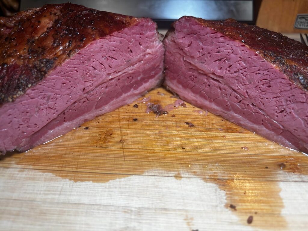 Smoked pastrami from a pre packaged corned beef from Costco and it was outstanding