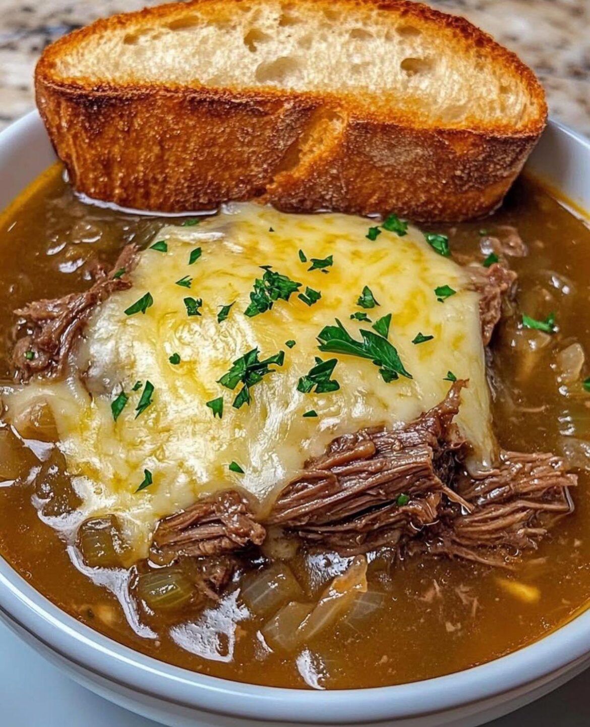 French onion beef short rib soup