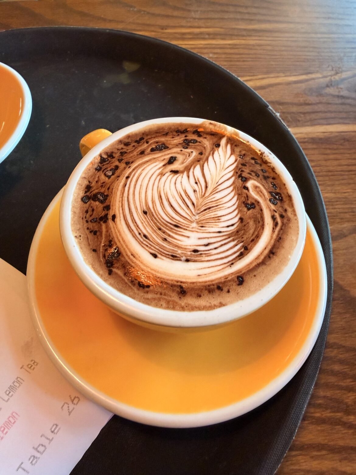 A beautiful mocha. A little off centre but we keep it moving .