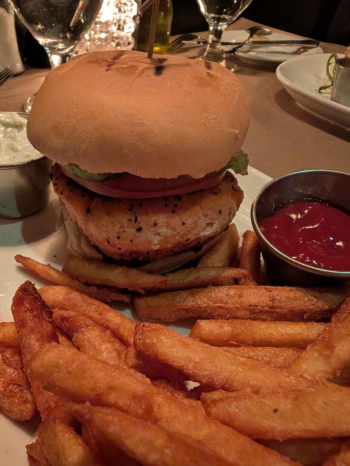 Salmon Burger with Fries!