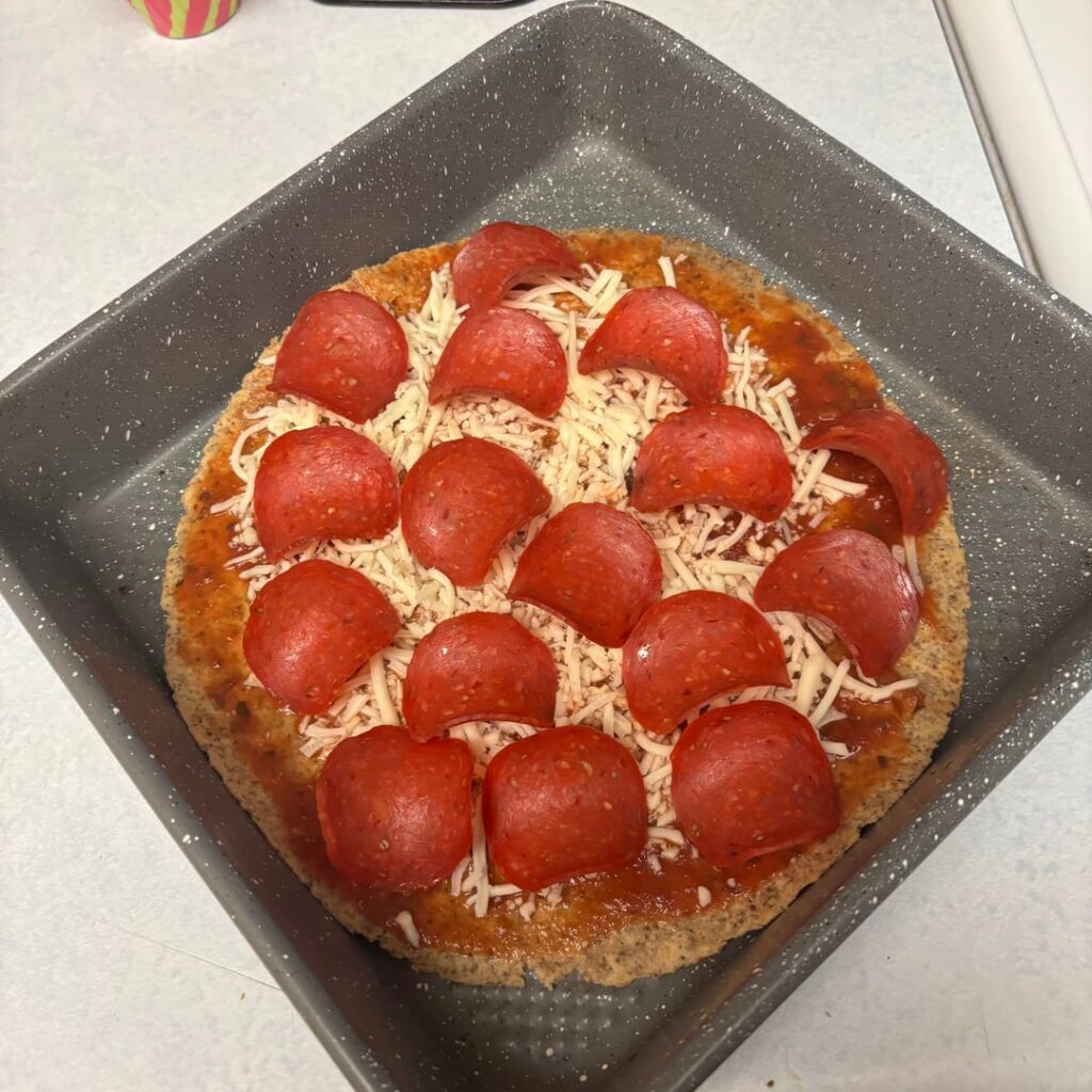 protein pizza. 370 cals