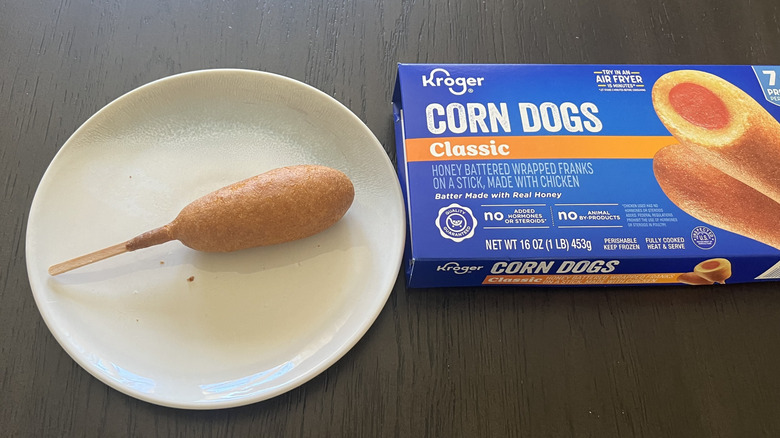 Kroger classic corn dog on a plate.