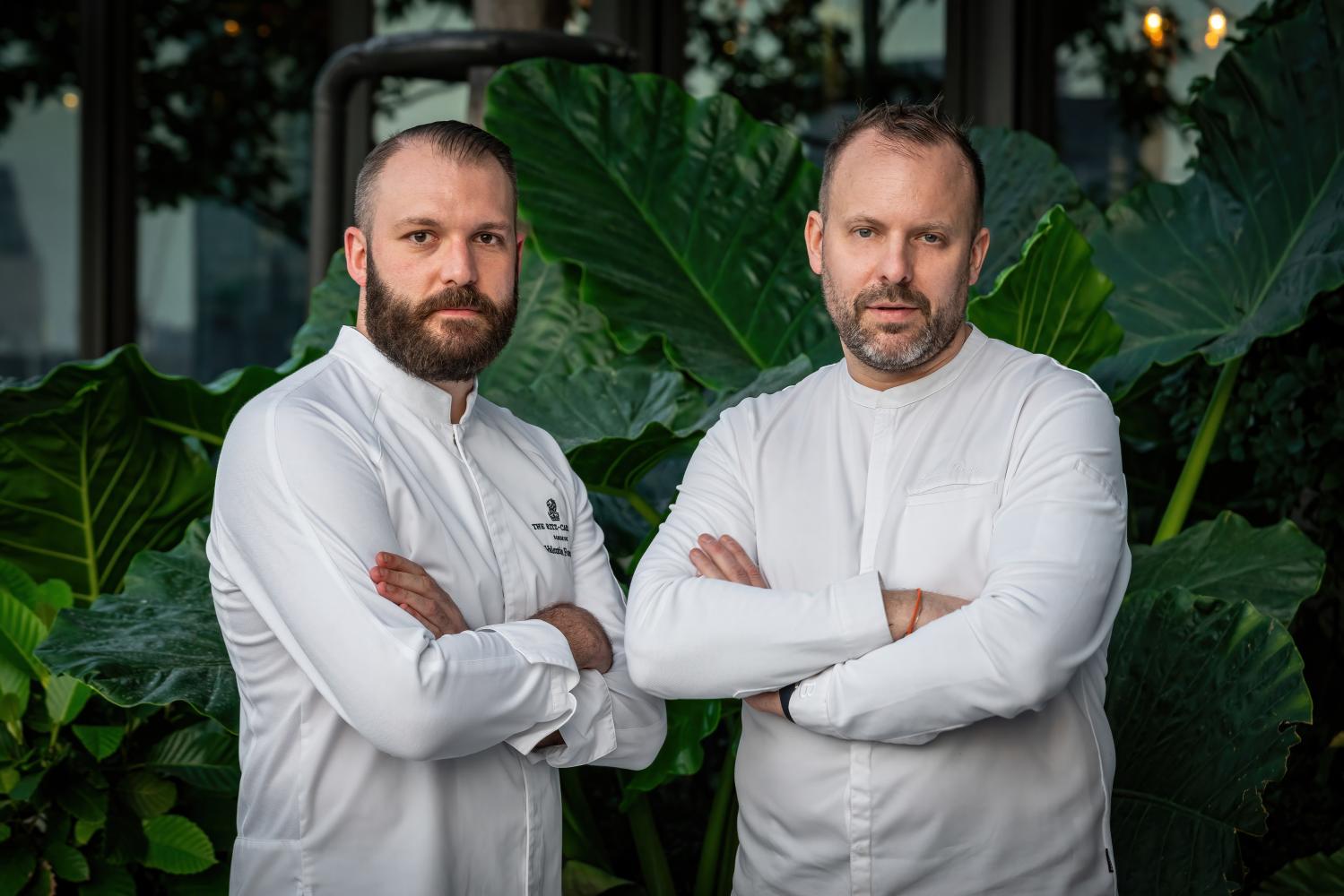 Chef David Toutain, right, with chef Valentin Fouache at Duet by David Toutain. photo courtesy of DIEGO ARENAS