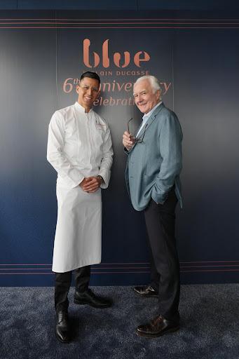 Chef Alain Ducasse, right, with chef Evens López at Blue by Alain Ducasse. photo courtesy of THAWAT_ICONSIAM