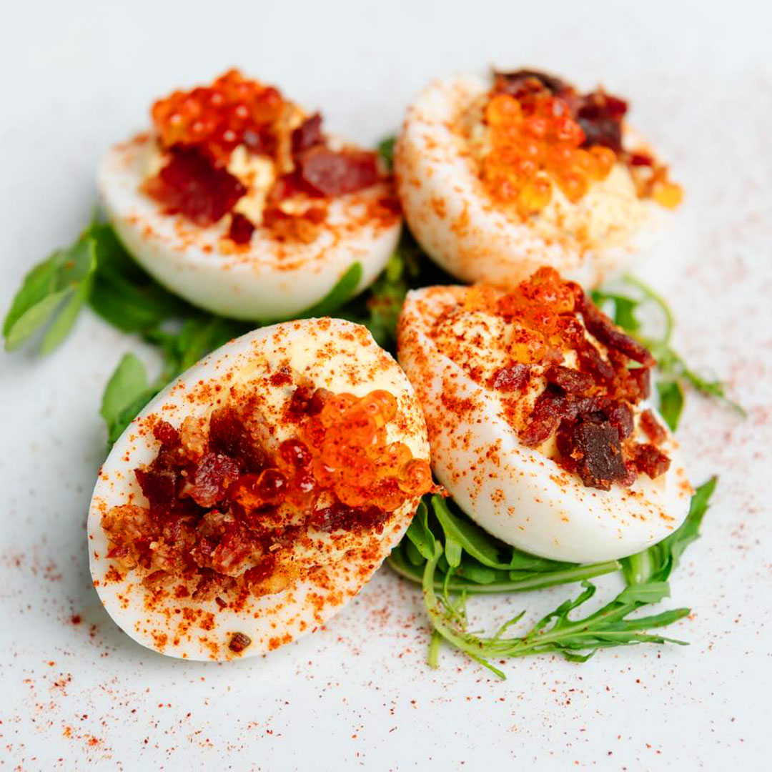 Deviled eggs with locally sourced bacon and roe at Mobile's The Noble South. © The Noble South/The Noble South