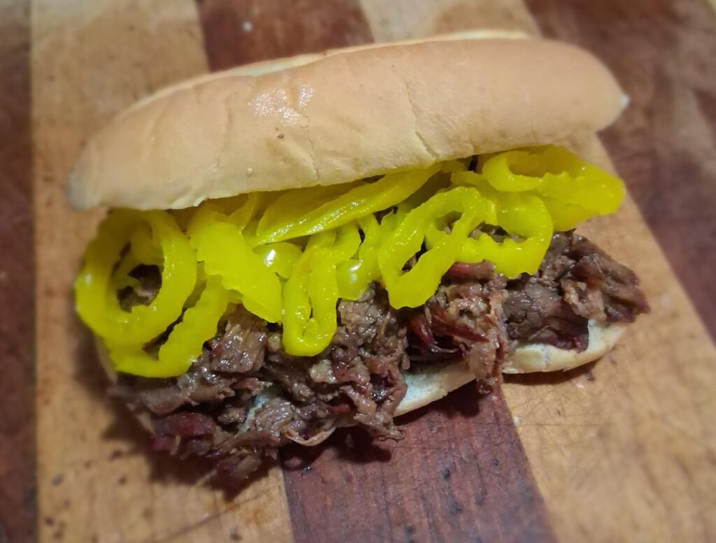 Smoked chuck roast makes for awesome hot Italian beef sandwiches 😎