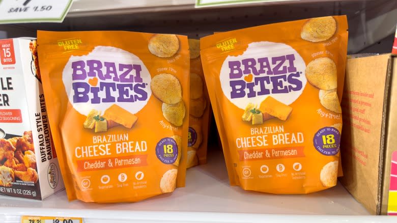 brazi bites frozen appetizer on display inside a grocery freezer