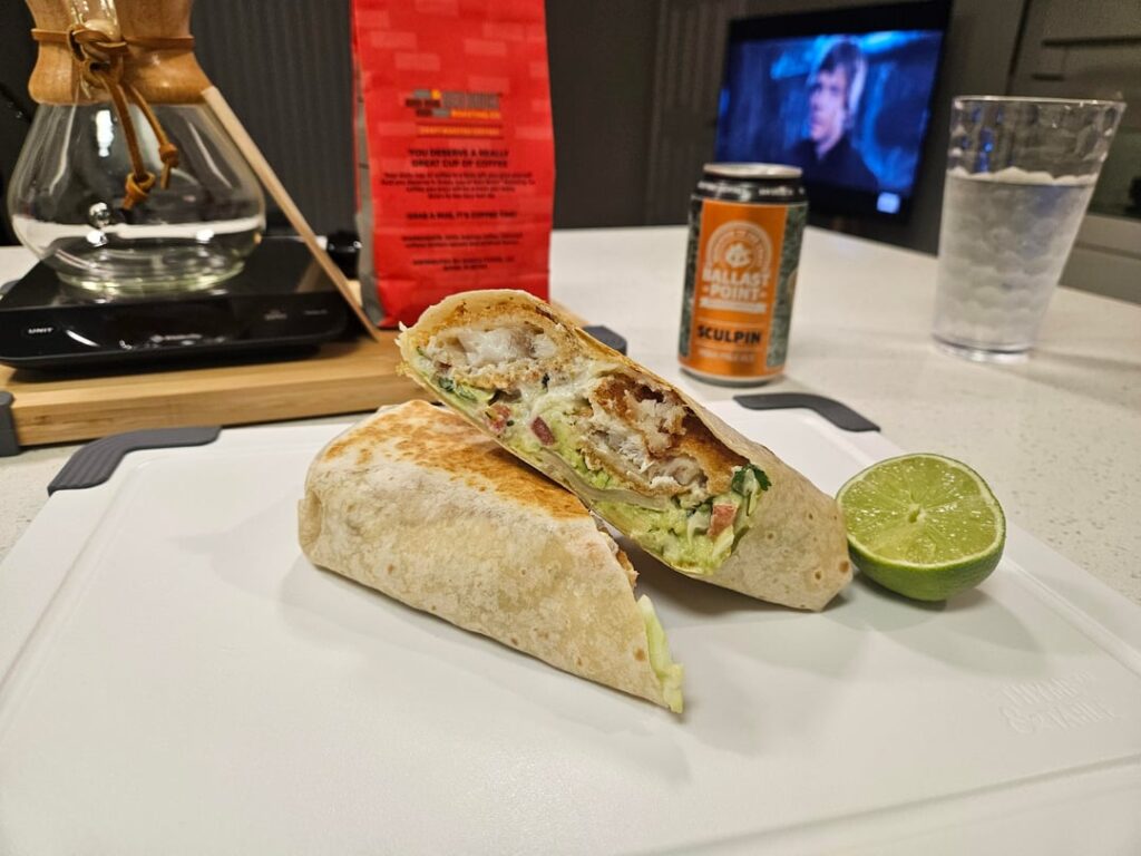 Simple fish burrito for dinner tonight.