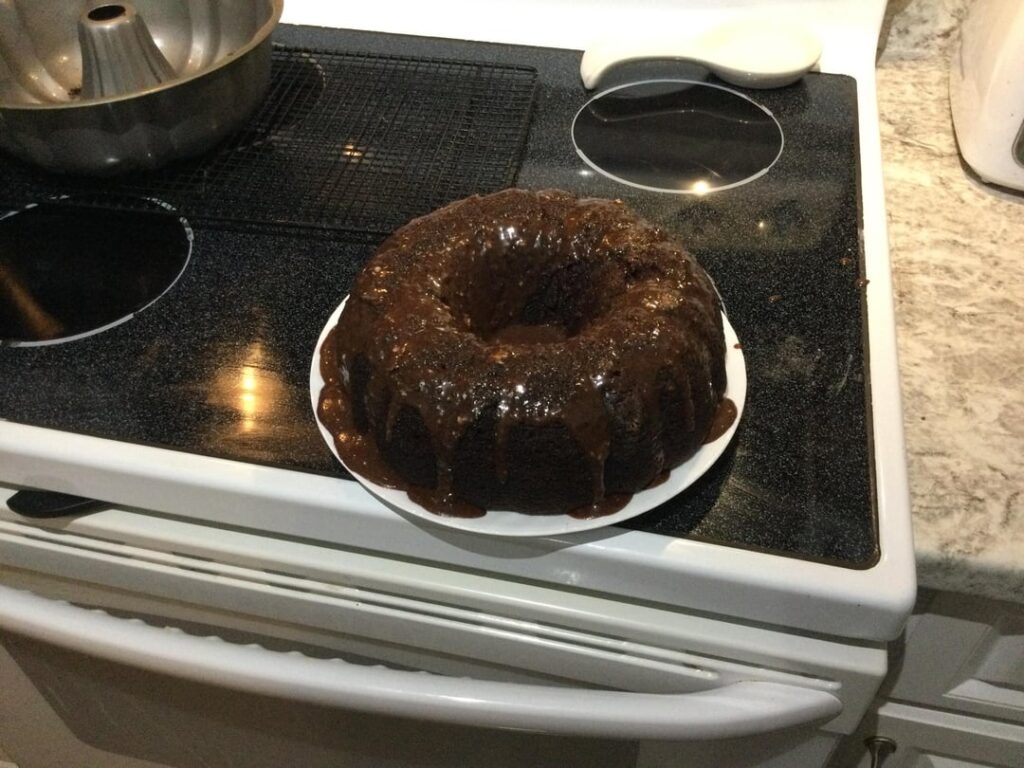 Chocolate Mayonnaise cake, turned out good, frosting is a bit runny