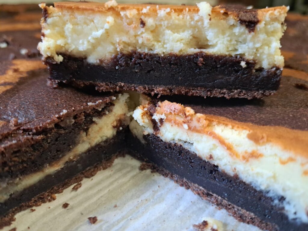 Showing off my Cheesecake Brownie skills