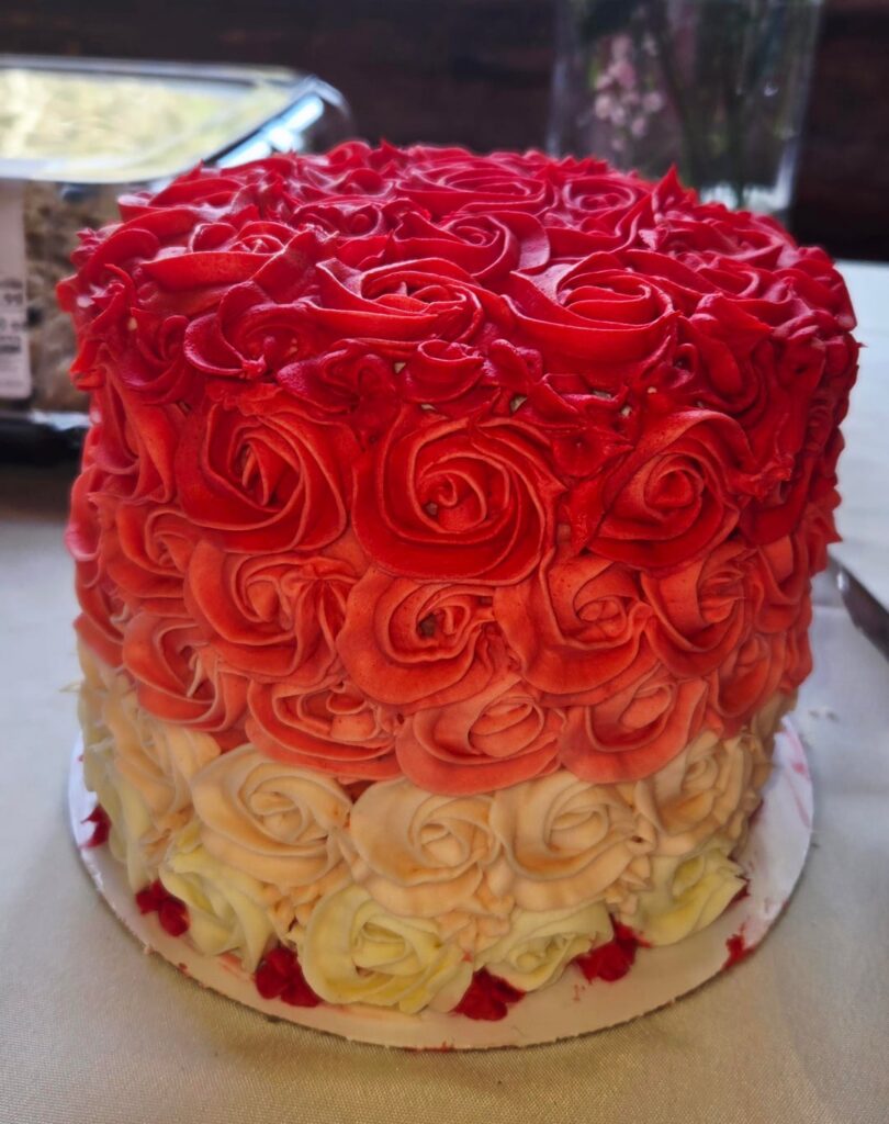 Ombre rosette cake I made for a baby shower