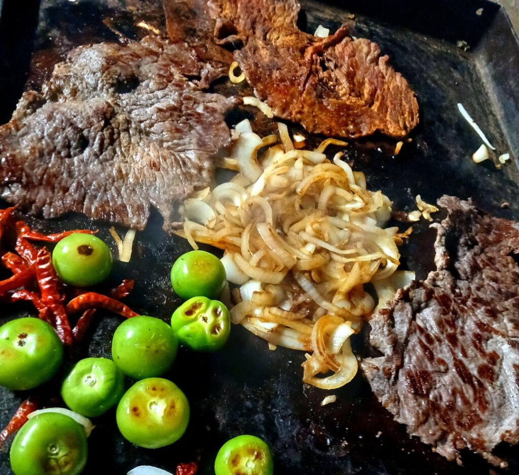 Fajita, Chile, y Tortillas a mano de harina para quesadillas