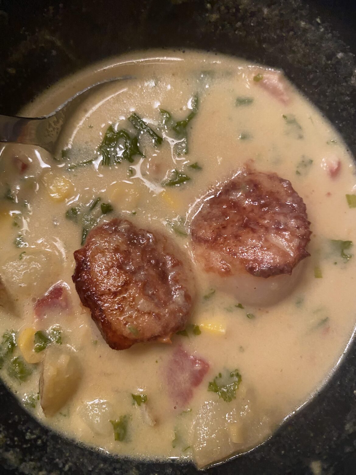 Scallops on Chowder