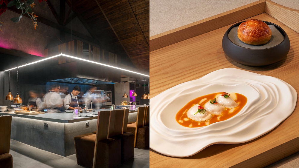 The concrete counter faces the open kitchen, offering solo diners a front-row seat to the young team at work. © Duy Phan/ The Monkey Gallery, 2Dots Design/The Monkey Gallery Dining