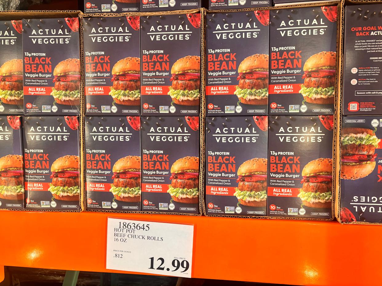 Actual Veggies black bean burger boxes at Costco