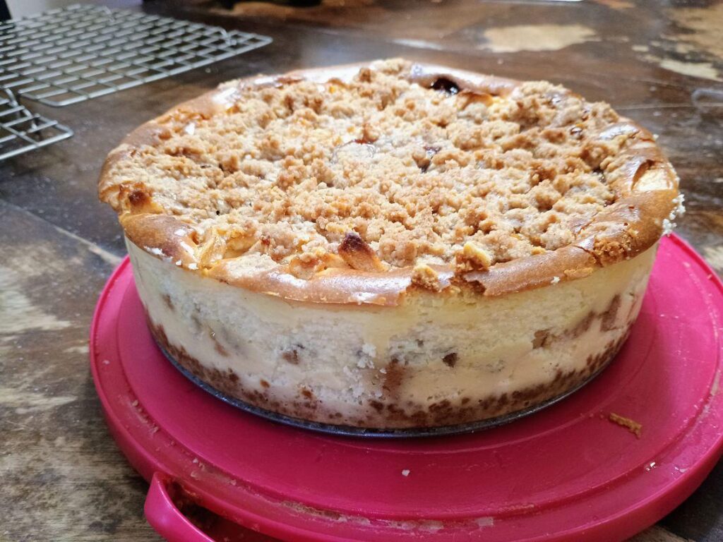 Guava Swirl Apple Crumble Cheesecake