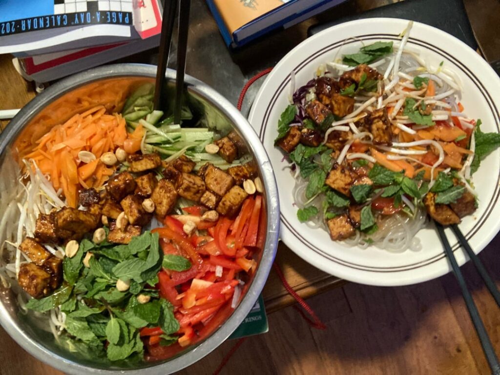 his and hers vegan vermicelli bowls