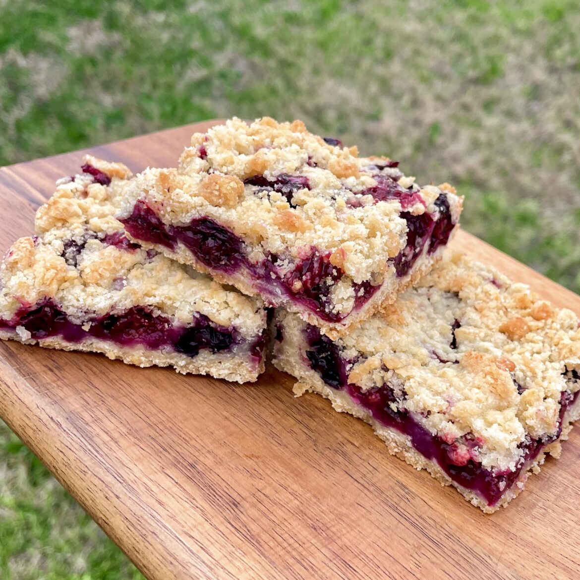 Had an excess of blueberries so I made these blueberry crumb bars!