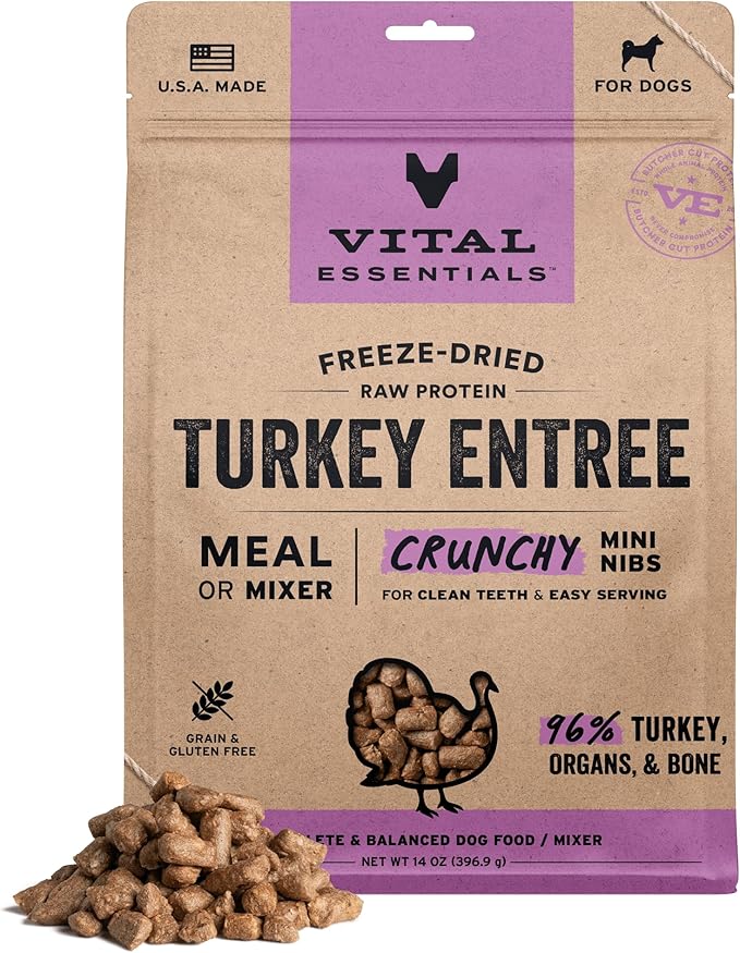 Vital Essentials Freeze-Dried Raw Turkey Meal or Mixer Dog Food 