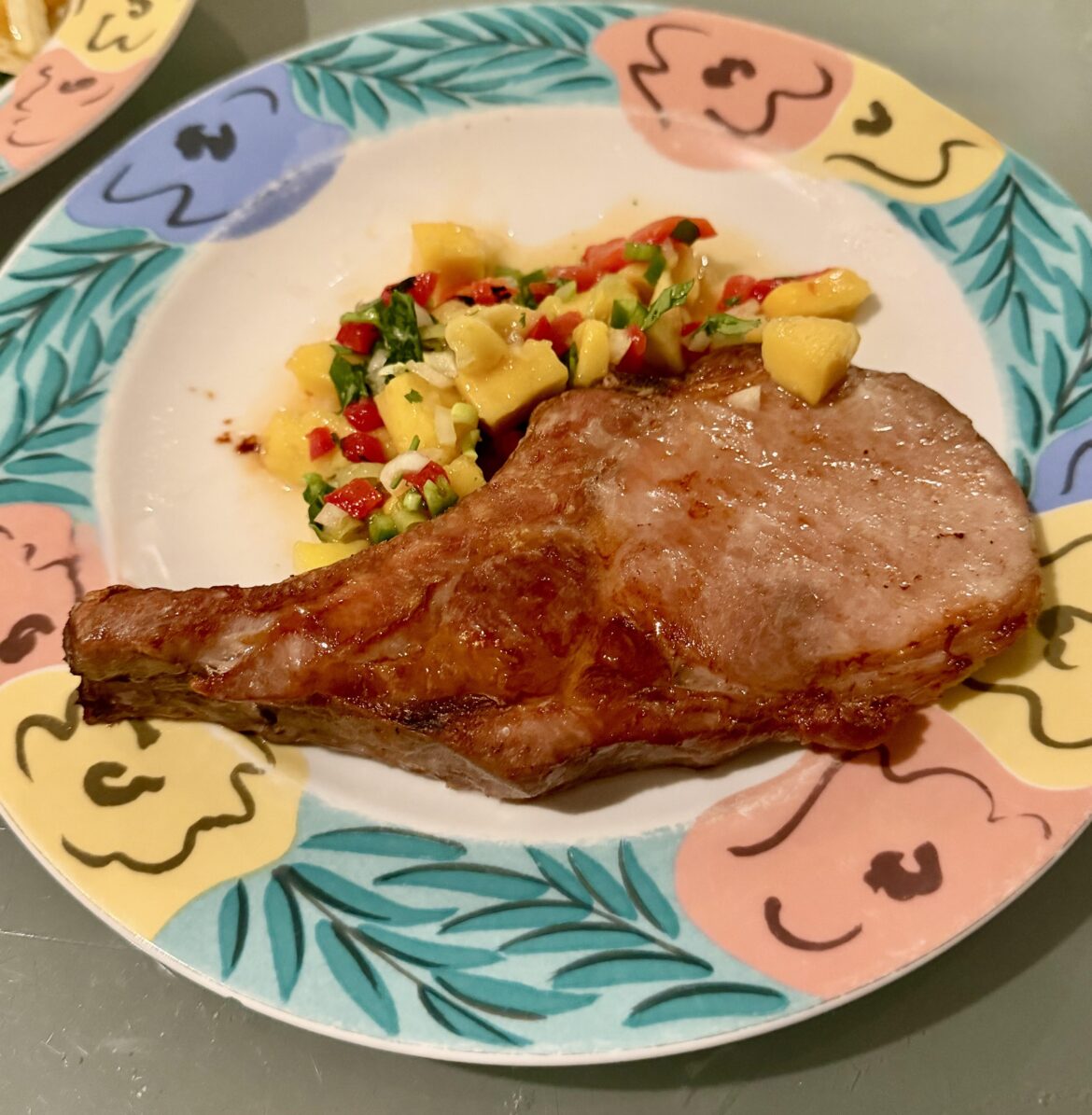 Pork Chop. With mango salsa