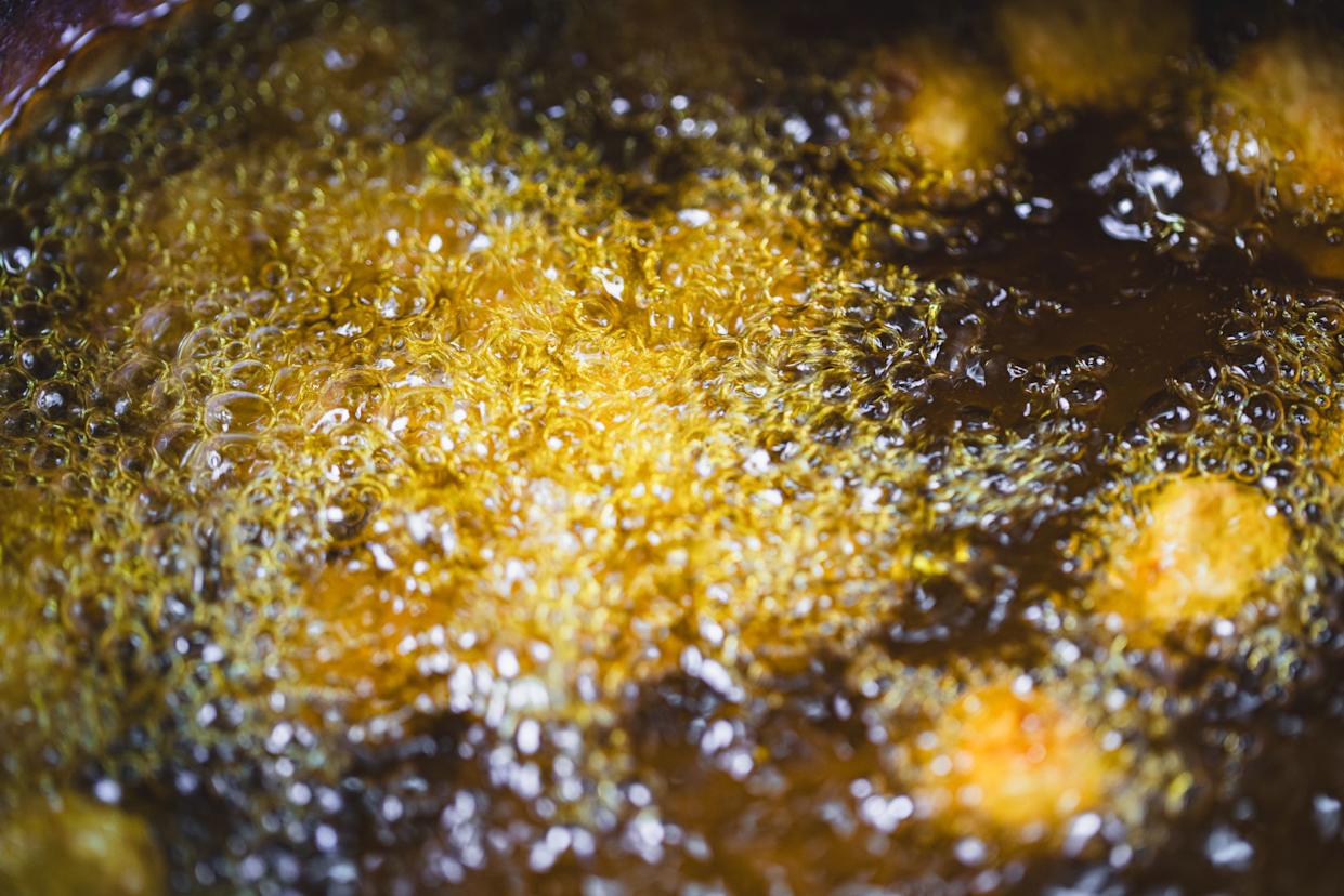 Frying foods macrophotography