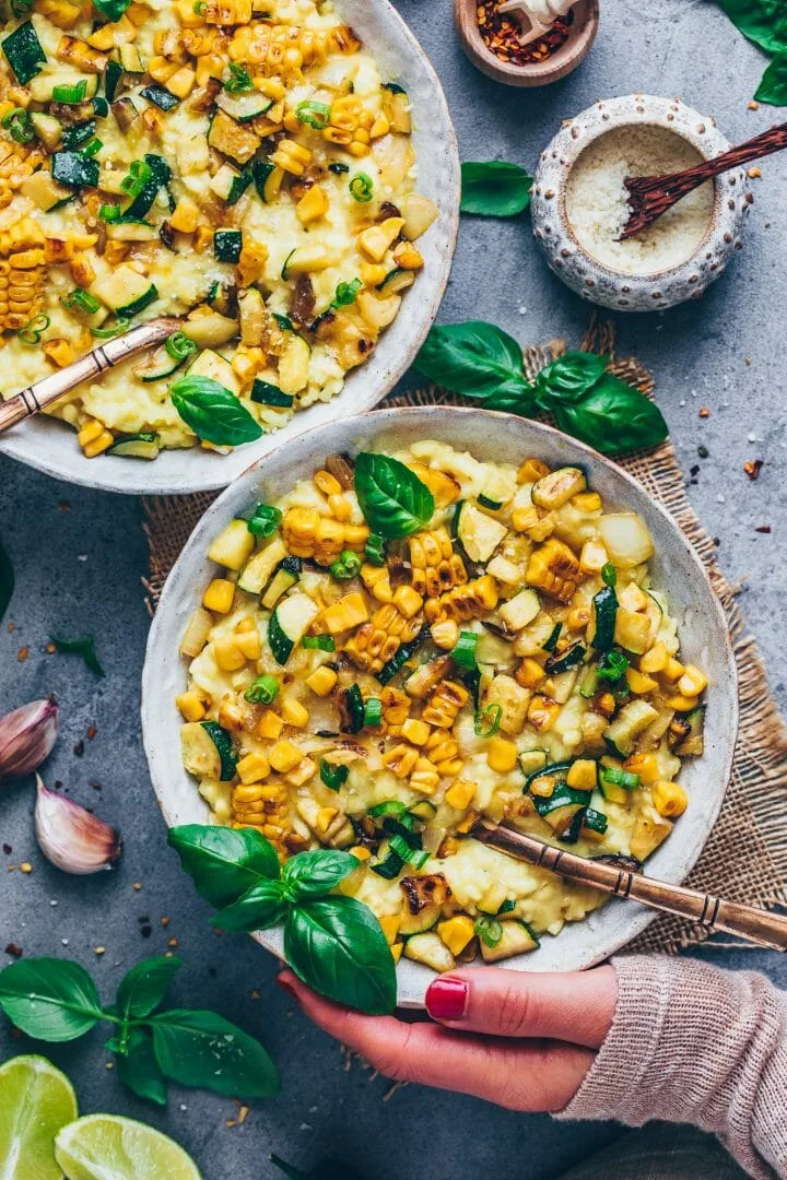 Corn risotto with zucchini