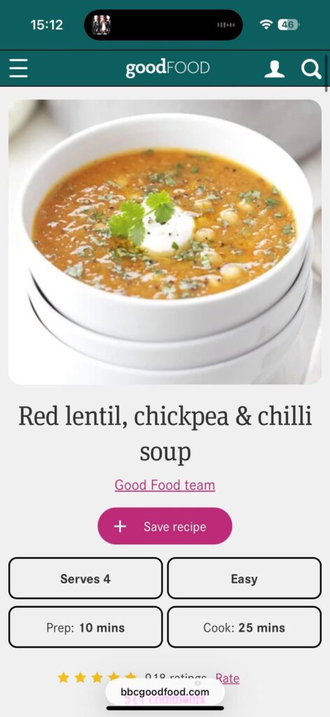 How many calories in an average portion of this soup?