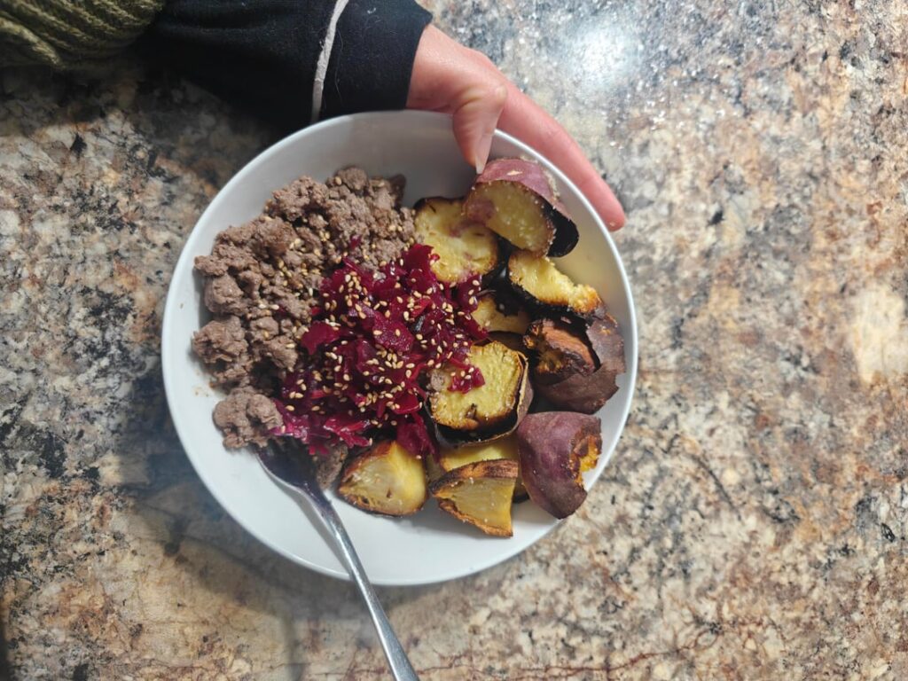 Venison and roasted sweet potatoes!