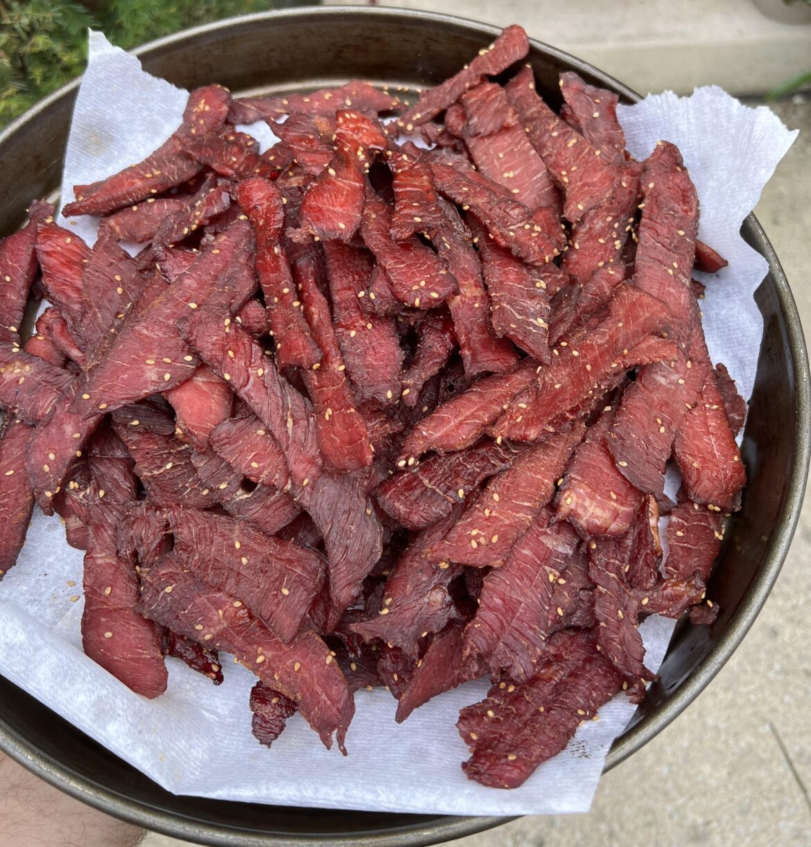 I made teriyaki beef jerky in my smoker [homemade]