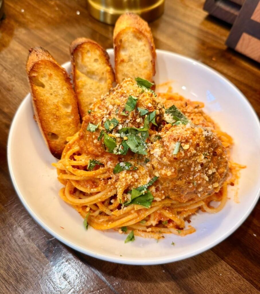 Spaghetti and Meatballs in Creamy Marinara