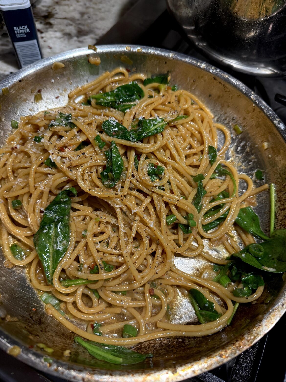 [homemade] San Francisco garlic noodles w/ spinach