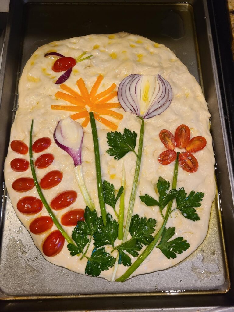 My girlfriend's first attempt at focaccia bread.