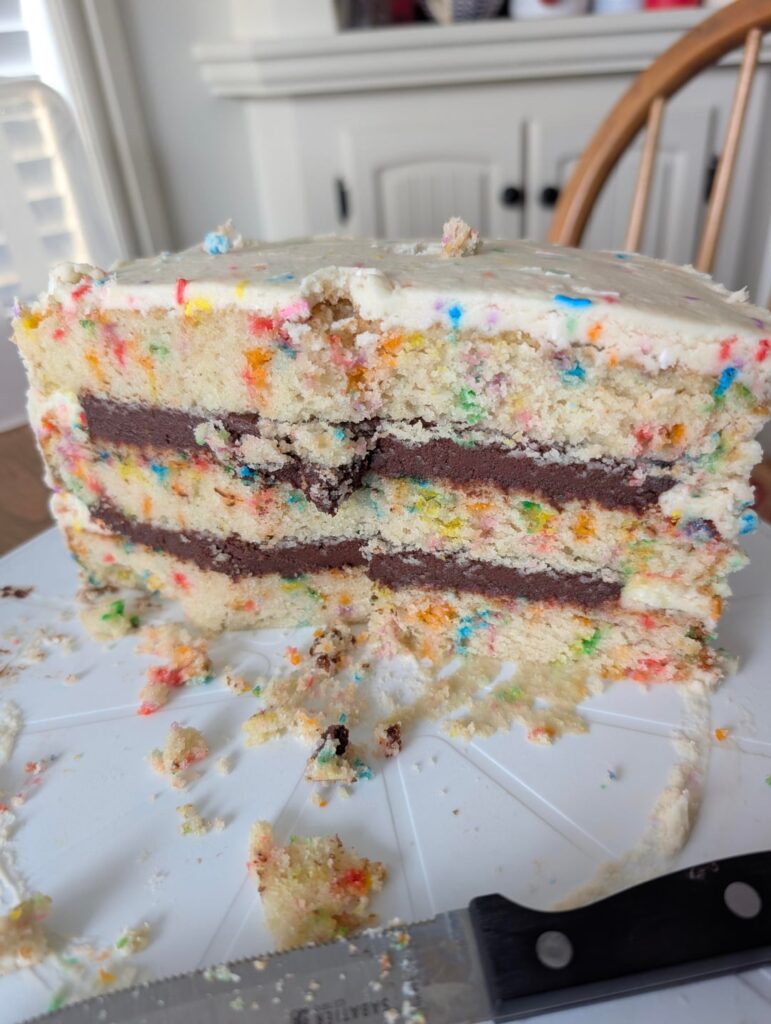 Funfetti Cake with Fudge Filling