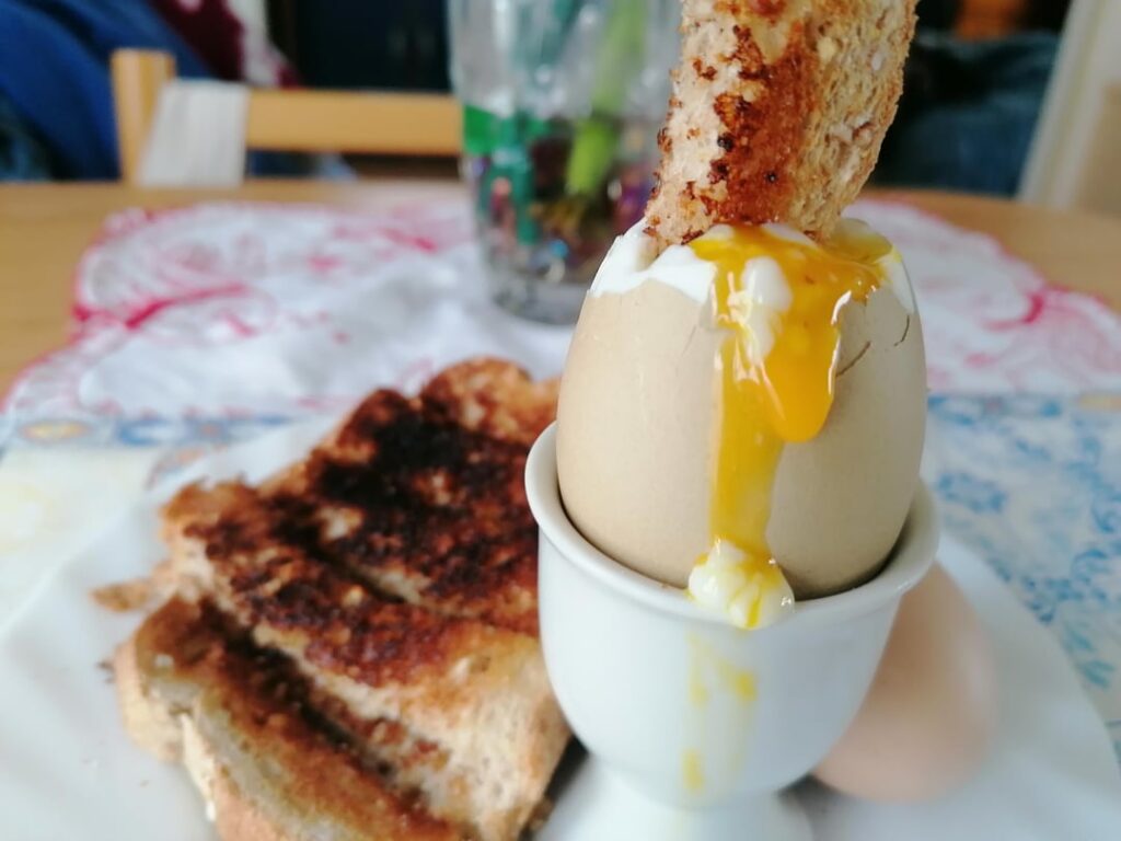 Soft boiled eggs and soldiers in the morning....no better way is there?