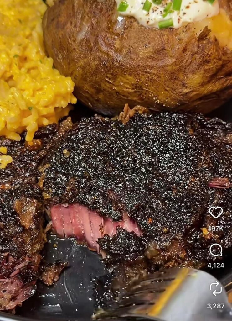 How did this lady make her steak like this she says 400 degrees for 1 hour 30 mins??? How??