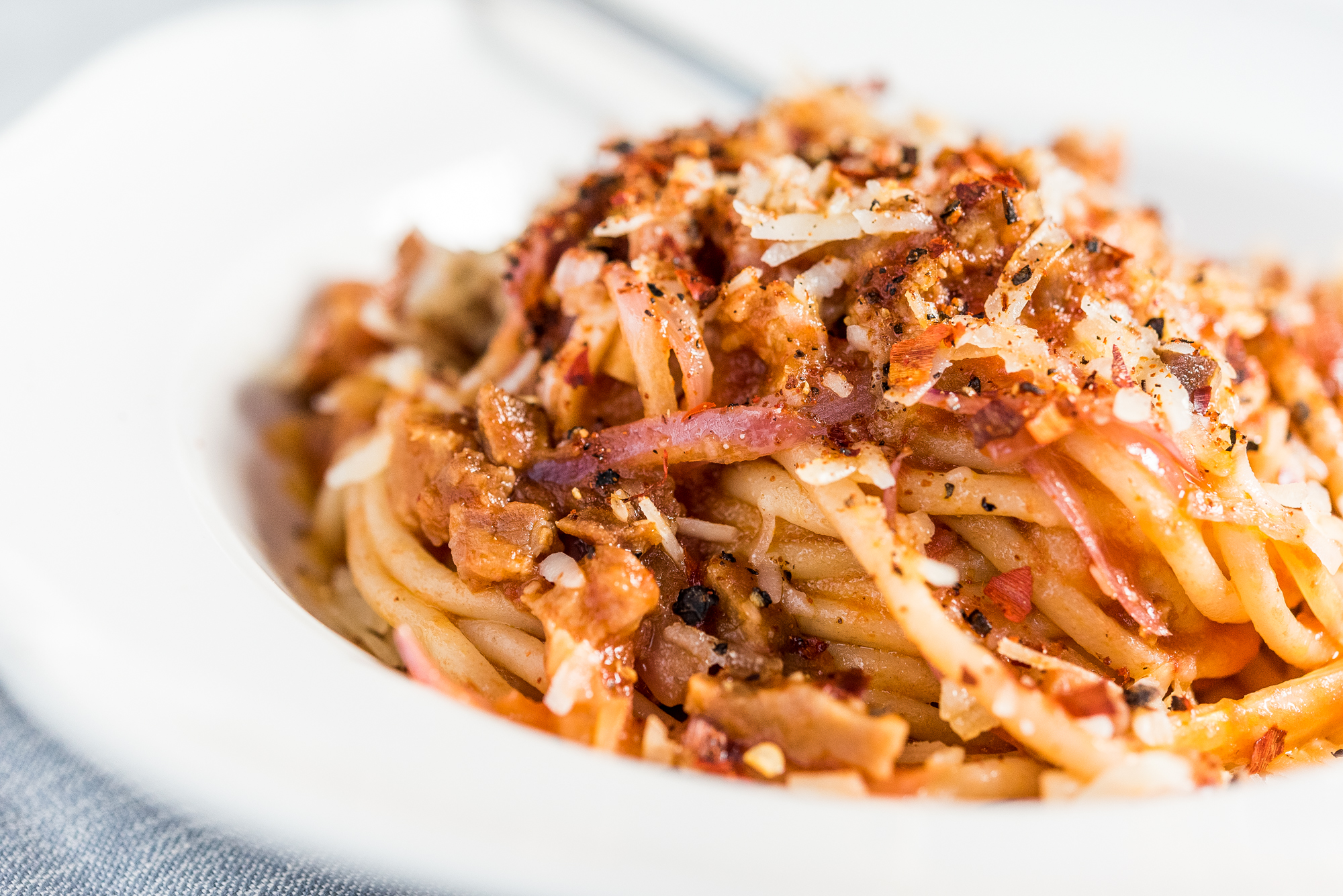 Officina is experimenting with both house-made and imported bucatini.