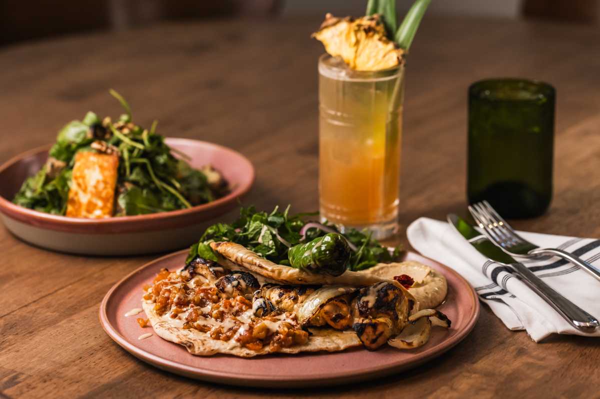 Chicken Shish-Kebab Grilled onion, mechouia, hummus, grilled laffah, grilled hot pepper