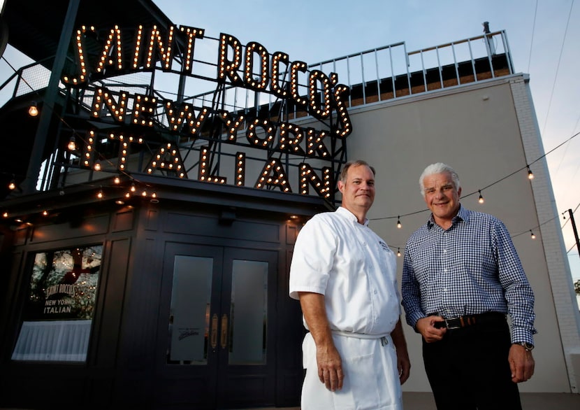 In this 2015 DMN file photo, chef Jay Valley (left) and Phil Romano are pictured at Saint...