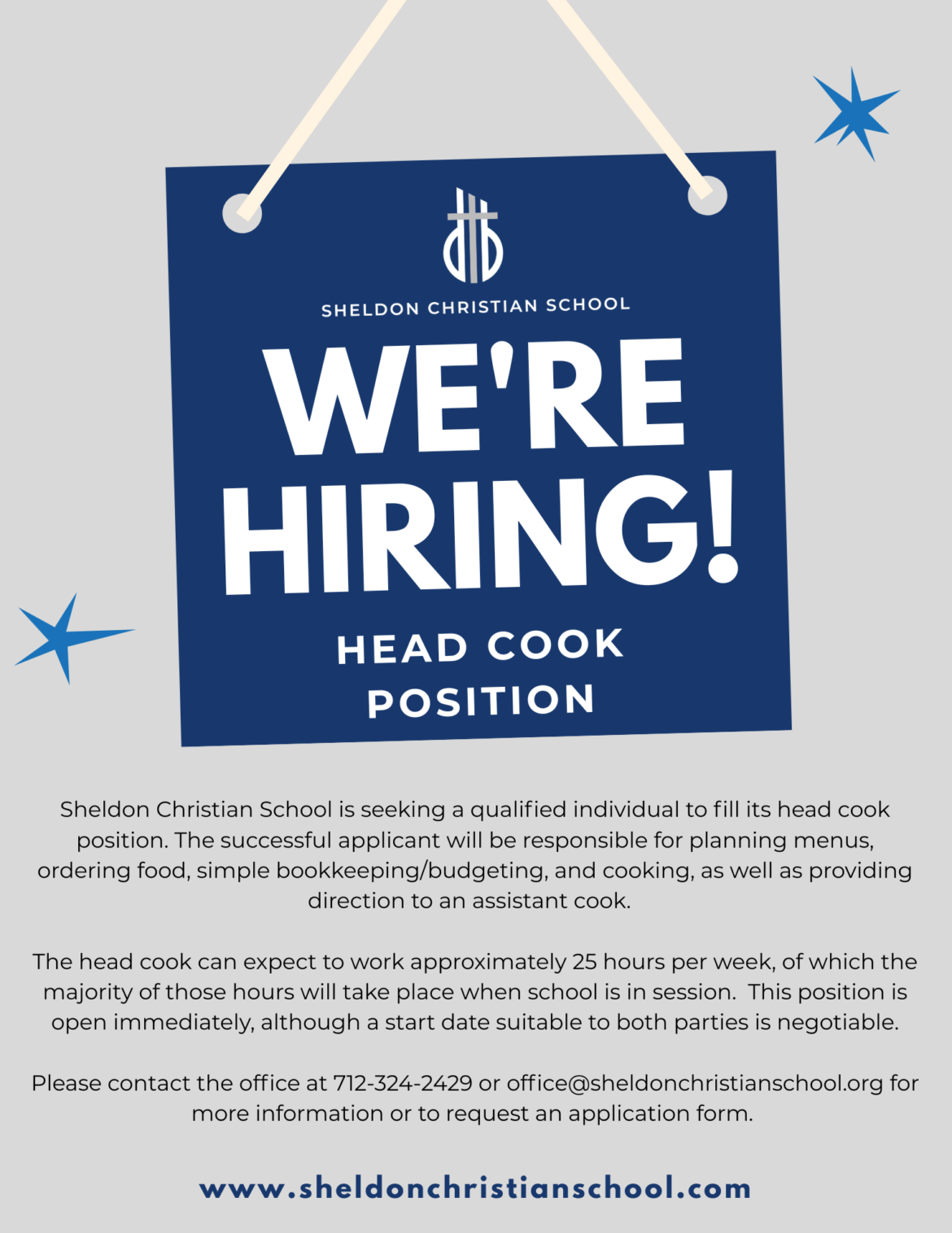 Sheldon Christian School Head Cook