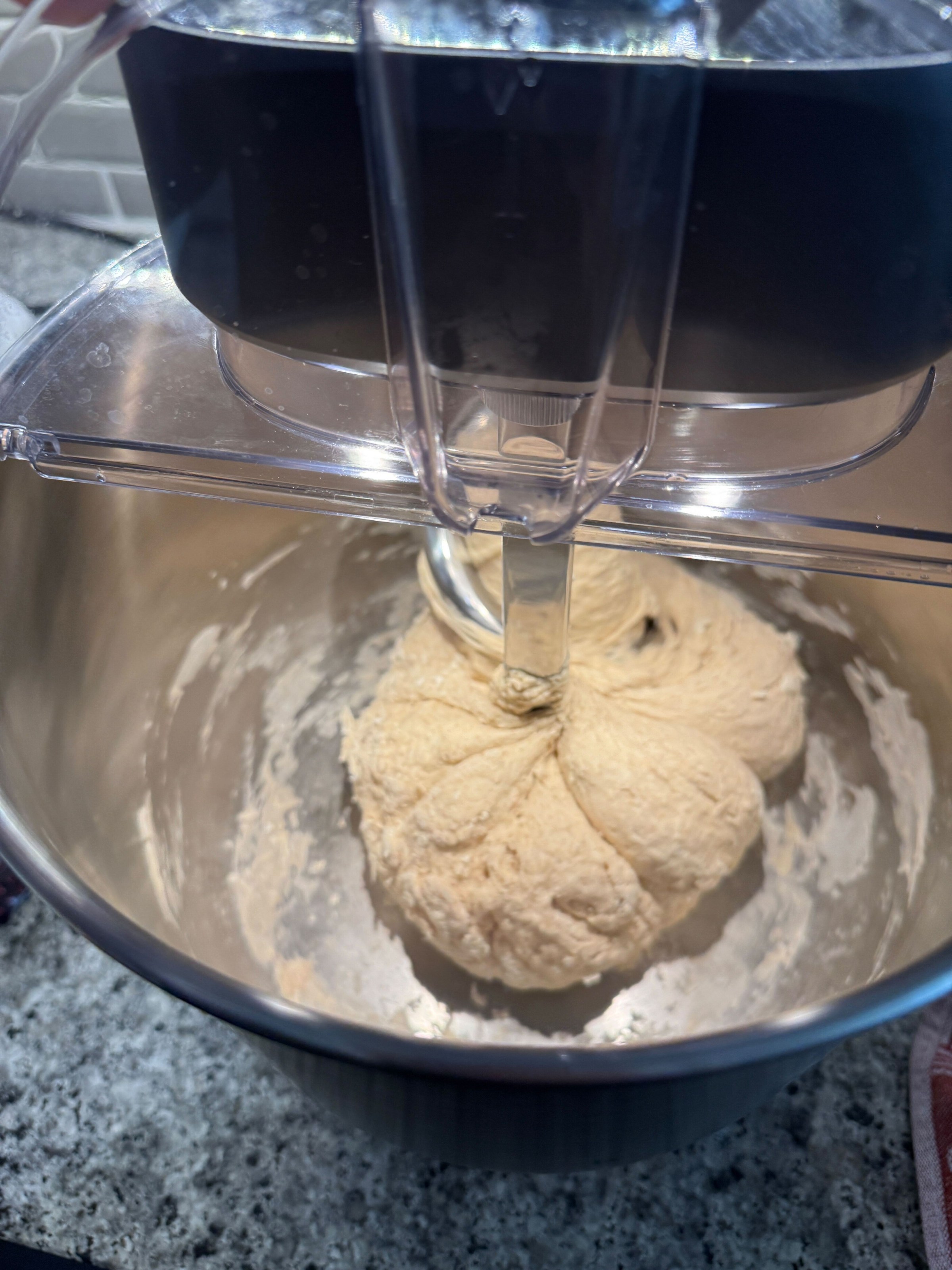 The dough hook at work.