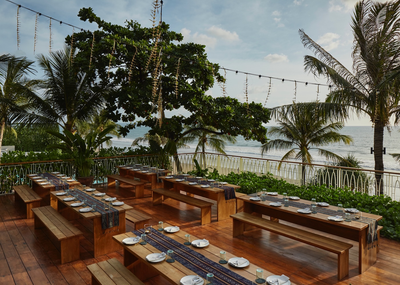 Ocean view terrace at KAUM Indonesian restaurant at Potato Head Seminyak Bali Indonesia