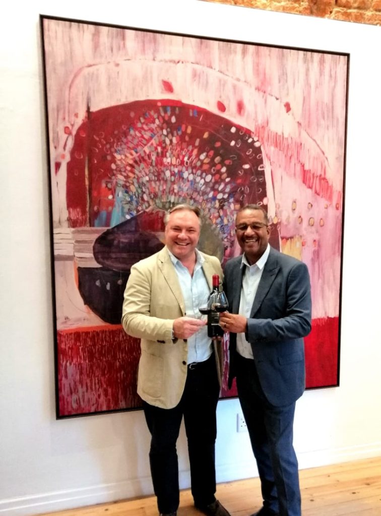  George Dalla Cia, of Dalla Cia Wine & Spirit Co., with Executive Mayor Jeremy Fasser.